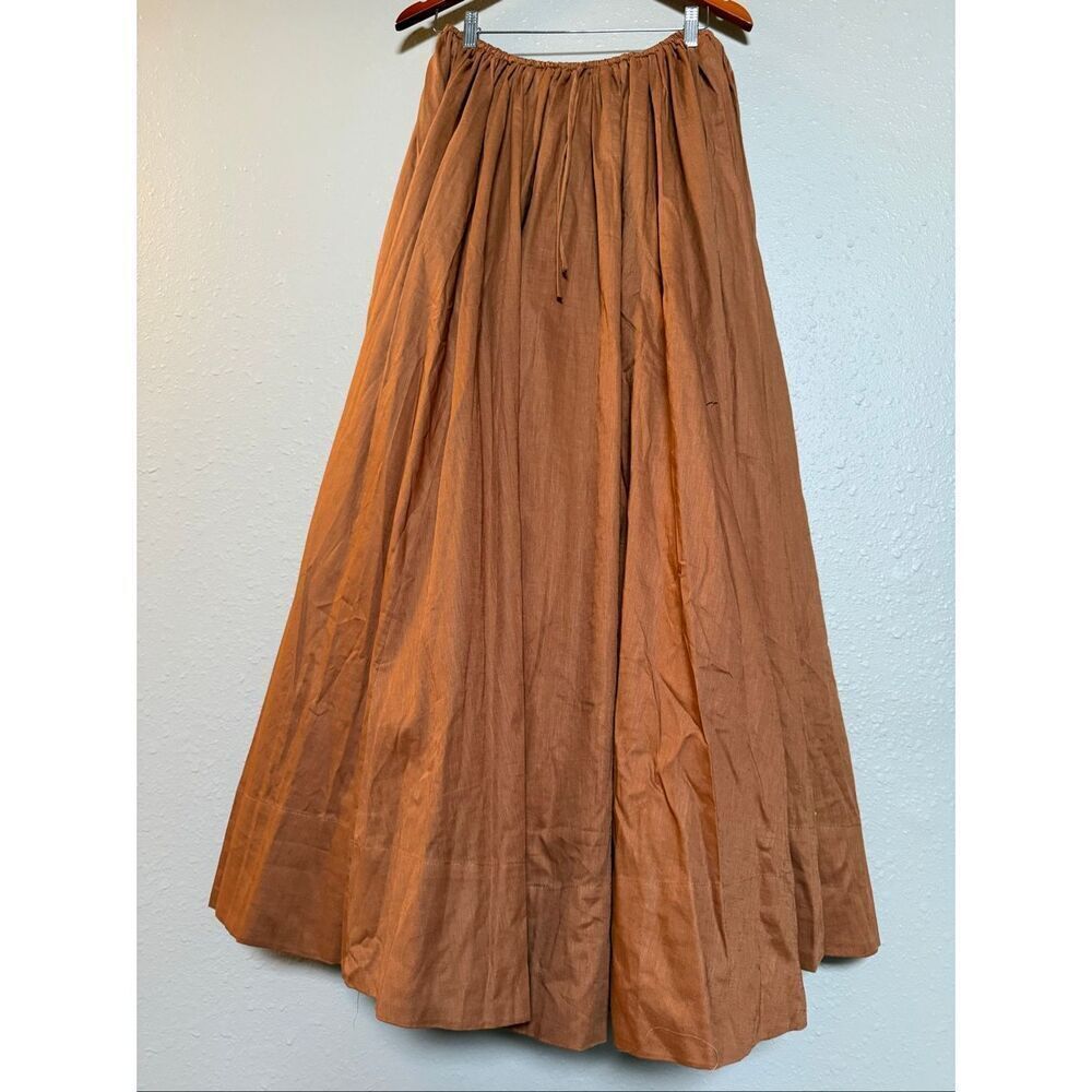 DISSH Brown Linen Cotton Maxi Skirt | Elastic Waist Drawstring | Size 6 - Picture 6 of 13